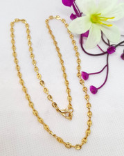 edle Kaffeebohnenkette Edelstahl vergoldet, 46 cm lang 3 mm breit