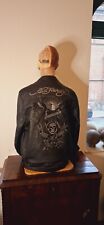 Ed Hardy „Kiss of Death“-Lederjacke, Größe L