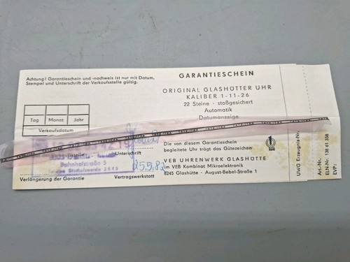Garantieschein gub glashütte - gub,