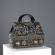 Vintage Reisetasche Leder Samt