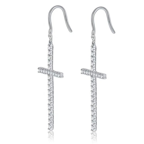 Moissanit kreuz ohrhänger - moissanit,