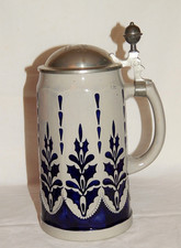 Bierkrug mit Zinndeckel NEUE ÄRA Westerwald R. Merkelbach 1939