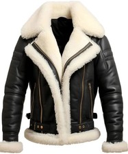 Men’s B3 Shearling Aviator Pilot Lammfell Bomber Leder Fell Jacke für Herren