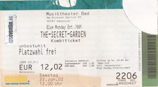 The Secret Garden Festival Eintrittsticket, Flyer 2002 Hannover *Welle: Erdball*