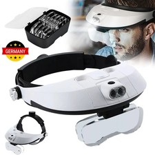 Profi LED Stirnlupe Kopflupe Lupenbrille Mit Licht Lupe Brillenlupe Leuchtlupe