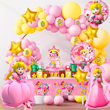 123pcs Princess Peach Geburtstag Deko Super Mario Geburtstag Party Ballons Set