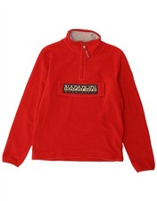 NAPAPIJRI Herren grafischer Fleecepullover mit Reißverschluss am Ausschnitt Small rot Polyester BN06