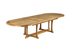 Premium Teak Ausziehtisch oval Tisch Gartentisch Teakmöbel ausziehbar 180-240cm