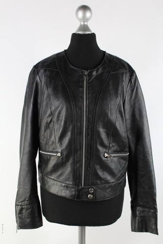 Mango schwarze leder jacke - mango, leder-jacke