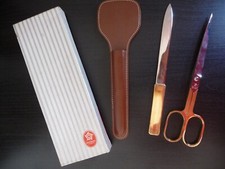 Schreibtischset Pfeilring Solingen Papierschere Brieföffner Lederetui Vintage