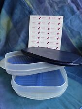 Tupperware Frische Kabinett 2X 700 ml + 2X Gitter Blau + Deckel Indigo Etiketten