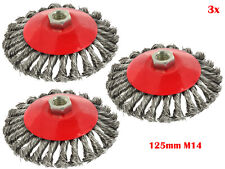 3x Topfbürste Drahtbürste 125mm M14 gezopft Kegelbürste Flex und Winkelschleifer