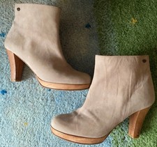 Goldies Luxus Stiefeletten Ankle Boots Wildleder Leder Sohle Beige Gr 37 ❤️❤️❤️