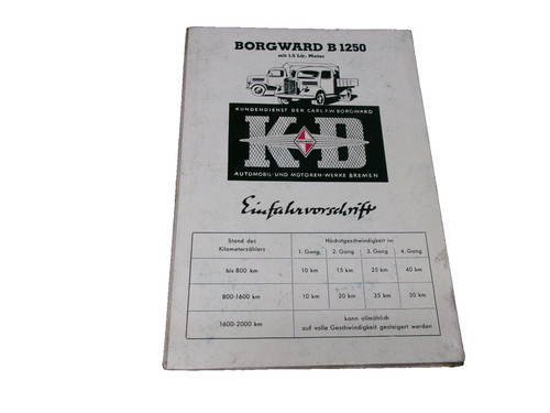 Einfahrvorschrift borgward - einfahrvorschrift, b