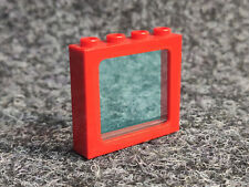 Lego 1 x 4033 Fenster rot mit Scheibe 3855 trans-hellblau - Set 6399 3407 3426