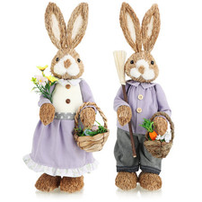 2x Stroh Osterhase handgemacht