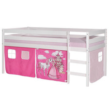 Hochbett Spielbett Kinderbett Etagenbett Vorhang PRINZESSIN in rosa Kiefer