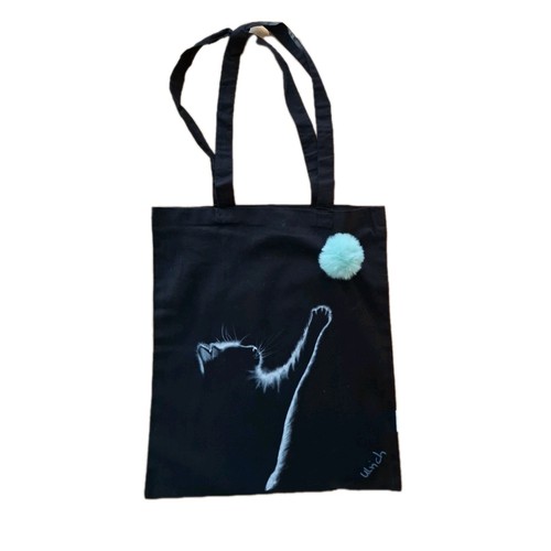 Shopper handbemalt katze - shopper,