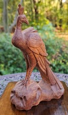 Hart Holz Figur Pfau aus China alte Handarbeit 15,5 cm - Rarität Sammler