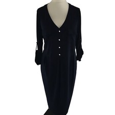 Evans Kleid 50/52 Blau Curvy Kofferkleid Tulpenkleid V-Ausschnitt Klassisch