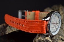 UHRENARMBAND 22 20 18 MM ORANGE ECHT ECHSE MATT MA STRAP BAND HANDMADE + BUCKLE