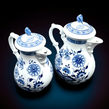 Hutschenreuther BLAU ZWIEBELMUSTER Kaffeekanne Teekanne 1,4L und Mokkakanne 1L