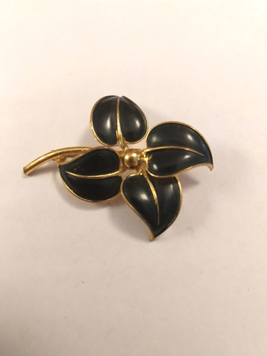 Kleine blume brooch schwarz - blume, brooch,