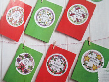 Stickvorlagen "Weihnachtskränze - Weihnachtsgrüße" 6 Kreuzstichmotive