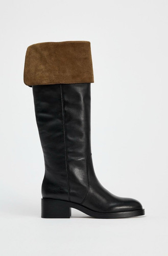Zara black tan leather over - black,