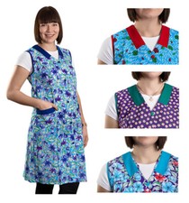Damenkittel Kittel Schürze Hauskleid ohne Arm Baumwolle bunt