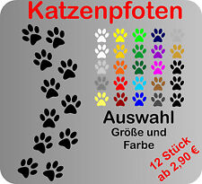 12 Katzenpfoten Pfoten Katze Aufkleber Auto Wandtattoo Fliesen Flohmarkt