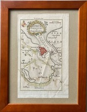 Kupferstich Stralsund Rügen Landkarte Antik 27 x 21 cm im Bilderrahmen