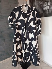 Kleid Dress Blusenkleid Lagenlook A-Linie schwa-weiß langarm NEU 38 40 42 44 M L