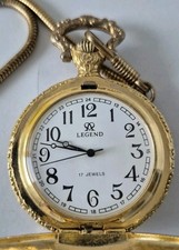 Legend Taschenuhr 17 Jewels - Vergoldet - Voll Funktionsfähig - Mit Kette