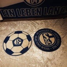 Schalke 04    2er  Set  Schalke Teppich  50 cm Durchmesser  - Weihnachtsgeschenk