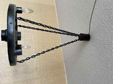 Rustikaler/Kronleuchter- Vintage-Holzrad/Hängelampe/Wagenrad-Holz/Metall-Schwarz