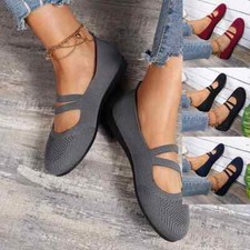 NEU Damen Ballerinas Slip On Knit Kleid Schuhe Pumps Schuhe Runde Zehe Komfort