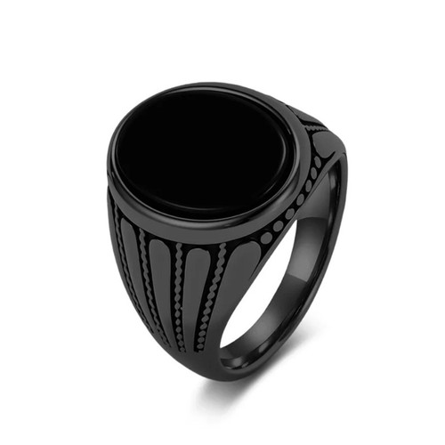 Retro herrenring schwarz - retro,