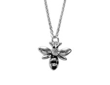Edelstahl Halskette 40 - 75cm mit Charm Anhänger Biene (2,4 x 2,0cm) (e334) 