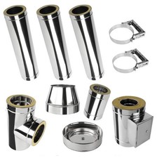 Ofenrohr Edelstahl isoliert doppelwandig Rauchrohr Kaminrohr 100-160mm wählbar