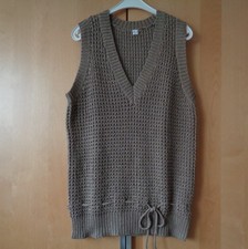 Damen Pullunder Longtop Westover Gr. 42 ~ Grobstrick V-Ausschnitt messing/taupe