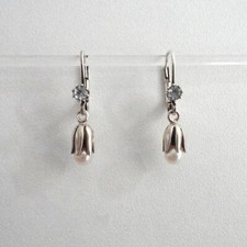 Perle SWP Aquamarin Aqua Schmuck Ohrringe Vintage Retro Damen Antik Silber 925/-