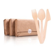 100x Einweg Holzbesteck Set