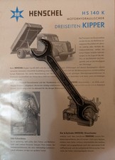 Prospektblatt HENSCHEL 'DREISEITEN-KIPPER HS 140 K',  Original 50 er Jahre, LKW