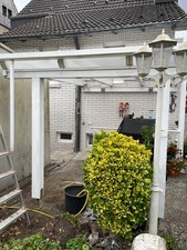 Terrassen-Überdachung Holz weiß gestrichen mit Doppelstegplatten