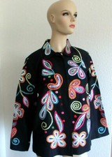 INDIGO MOON Jacke schwarz Black Jacket Gr.38 Bohemian Boho Festival Handmade 