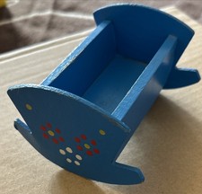 Puppenwiege blau Vintage Holz