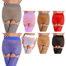 Damen Bodystockings Nylon Oberschenkelhohe Strümpfe Glänzend Dessous Clubwear