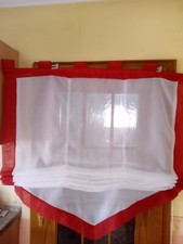 1x Raffrollo  Schlaufen Vorhang rot weiß mit Stangen