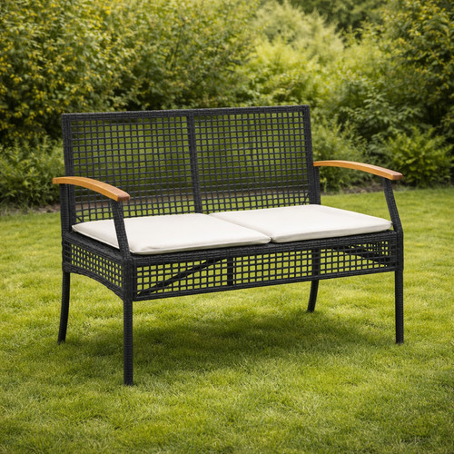 Gartenbank schwarz polyrattan - gartenbank,